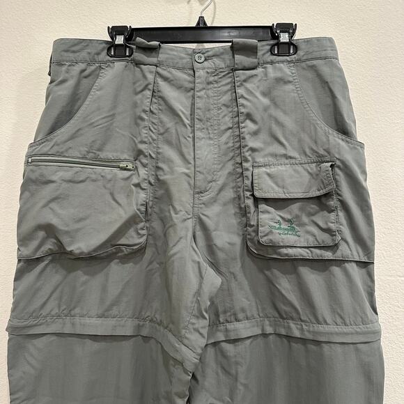 Cabela's Green Cargo Convertible Utility Hiking Fishing Outdoor Mens Pants Large - Picture 3 of 10